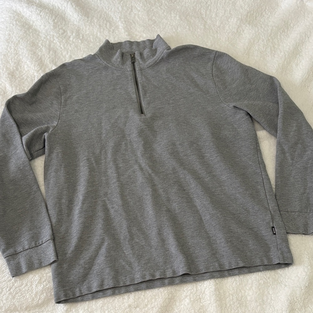 Boss XXL Heather Gray Quarter-zip long sleeve